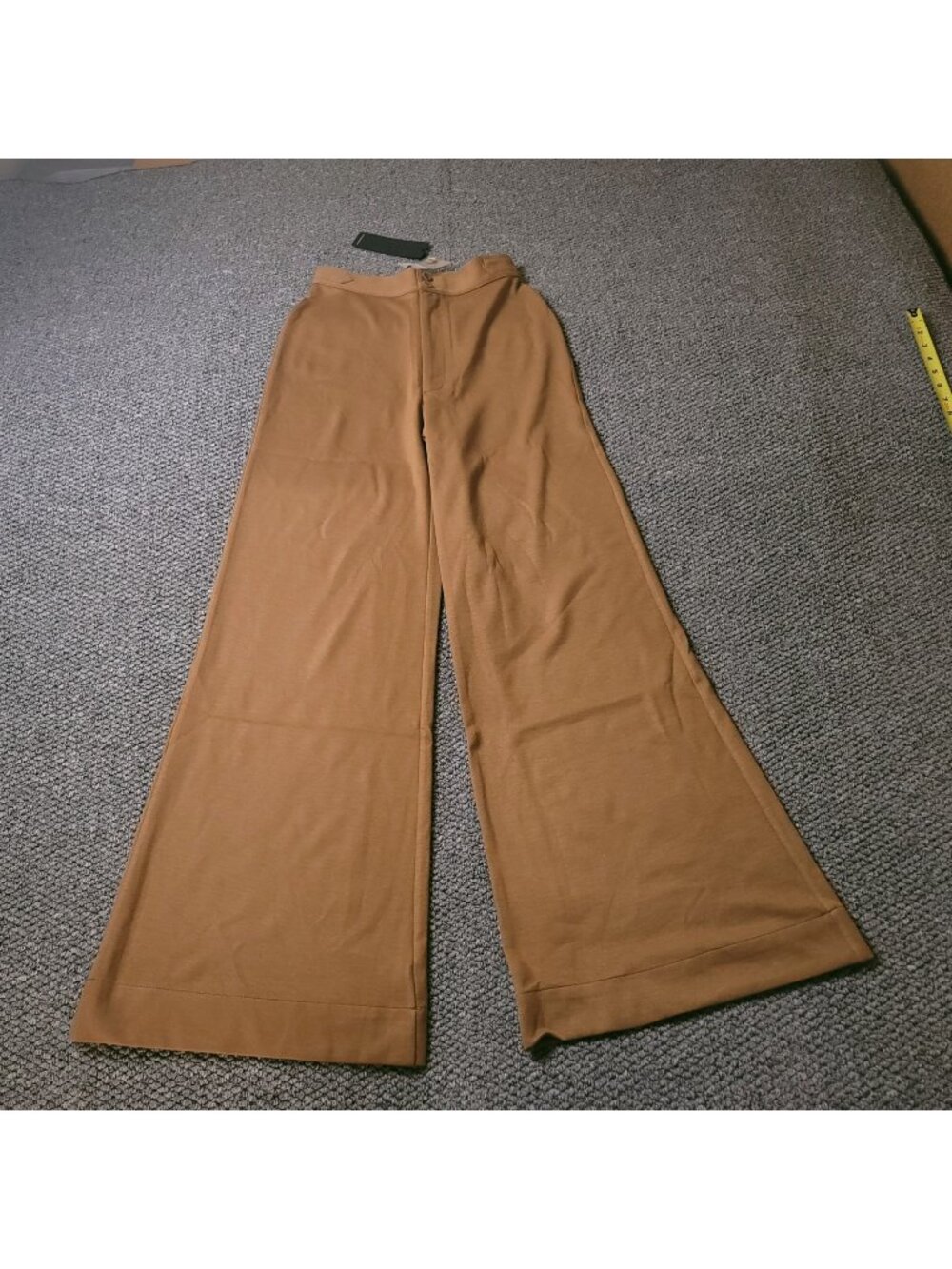 Suzie Kondi Ponte Pants Women XS Extra Small High Waist Boot Cut Camel Flare